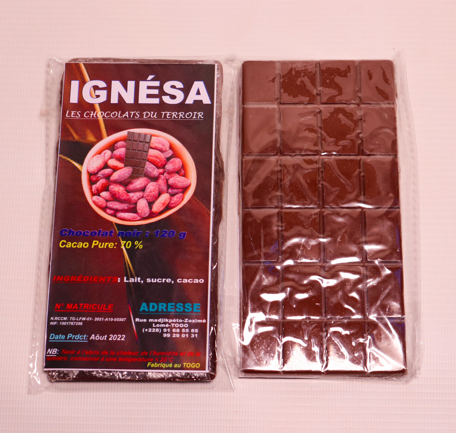 Plaquette de chocolat Les chocolats du terroir IGNESIA